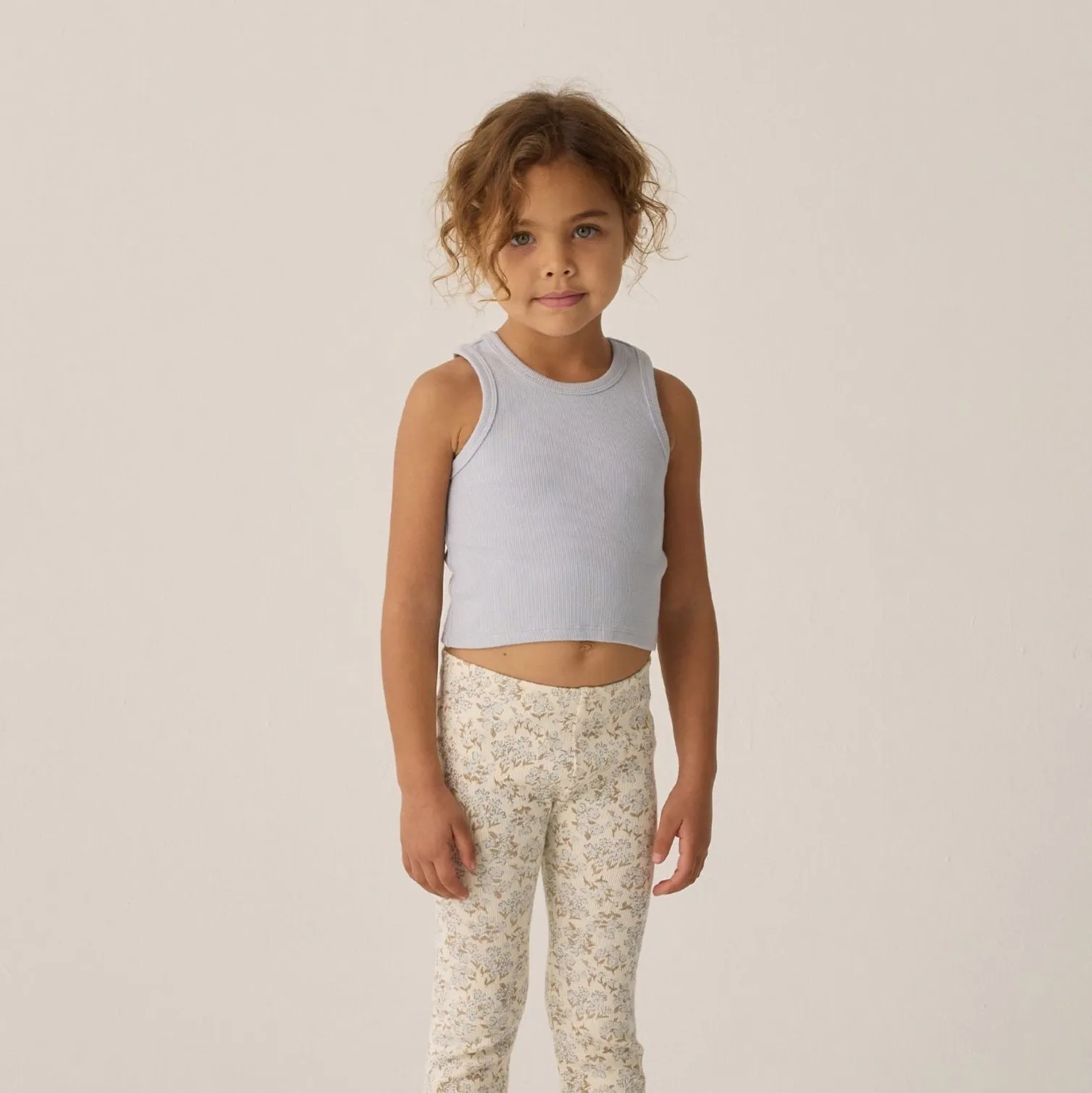 Rylee and Cru Ribbed Tank Set || Shell, Light Blue