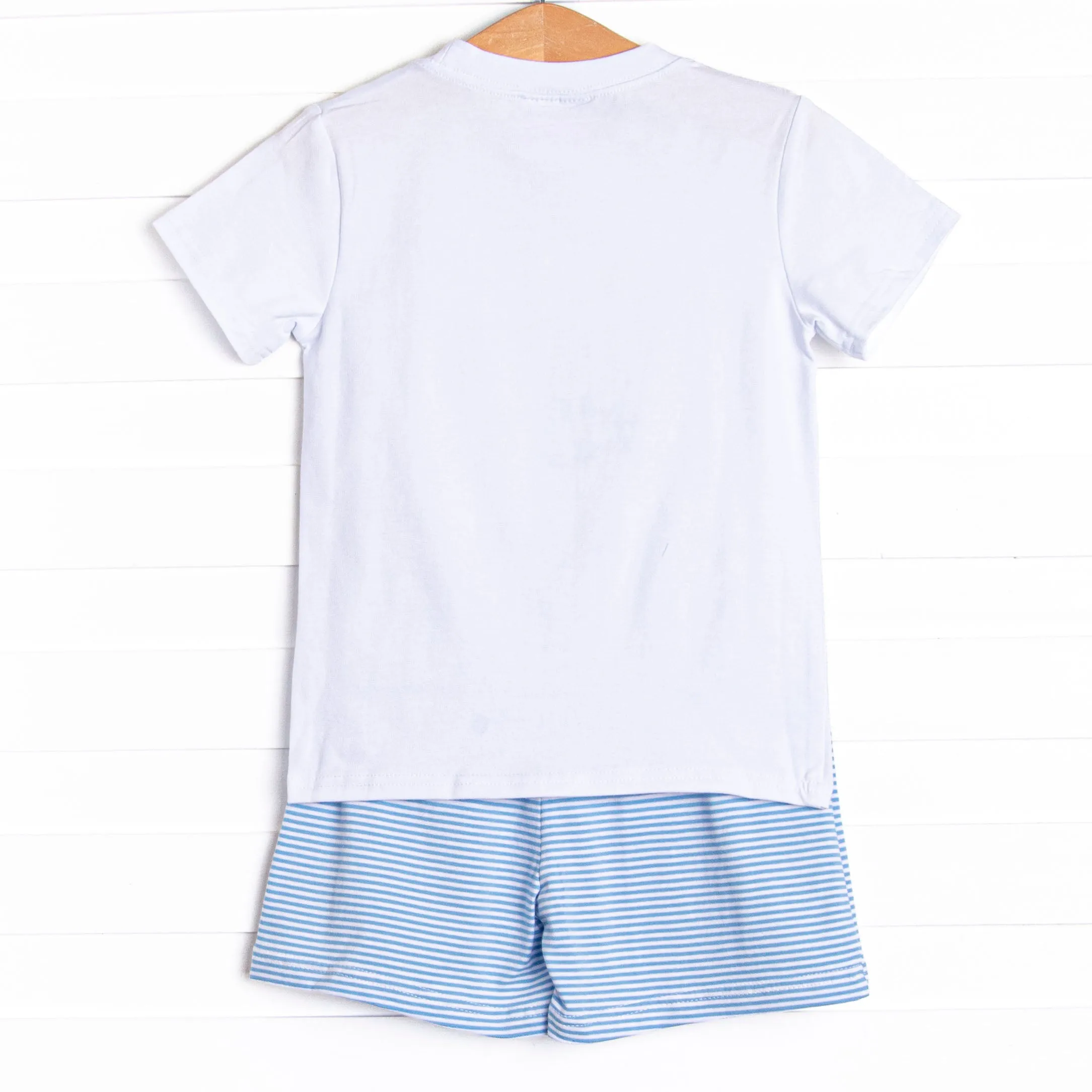 School of Fish Applique Short Set, Blue