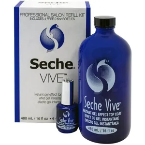 Seche Vive Instant Gel Effect Top Coat Professional Bonus Buy Kit / (1) 16 oz. Seche Vive Instant Gel Effect Top Coat Refill   (4) 0.5 oz. Seche Vive Instant Gel Effect Top Coat