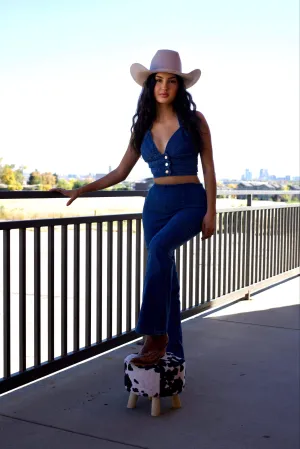 Selena Light Denim Set