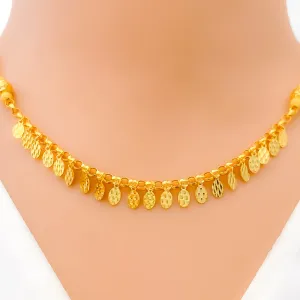 Shiny Shimmering Leaf 22K Gold Necklace Set
