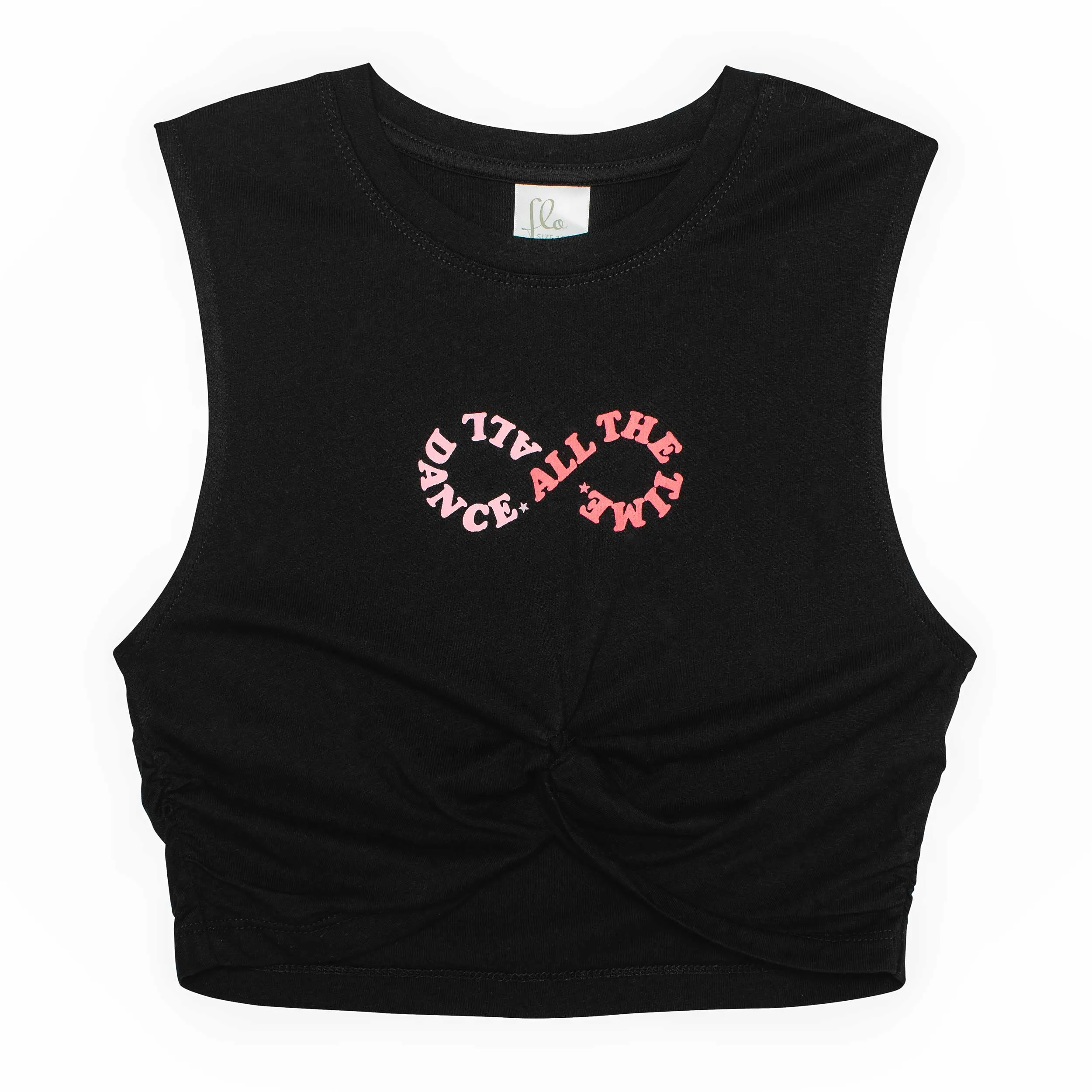Sienna: Mock Tie Tank with 'Dance all the Time' Print in Black