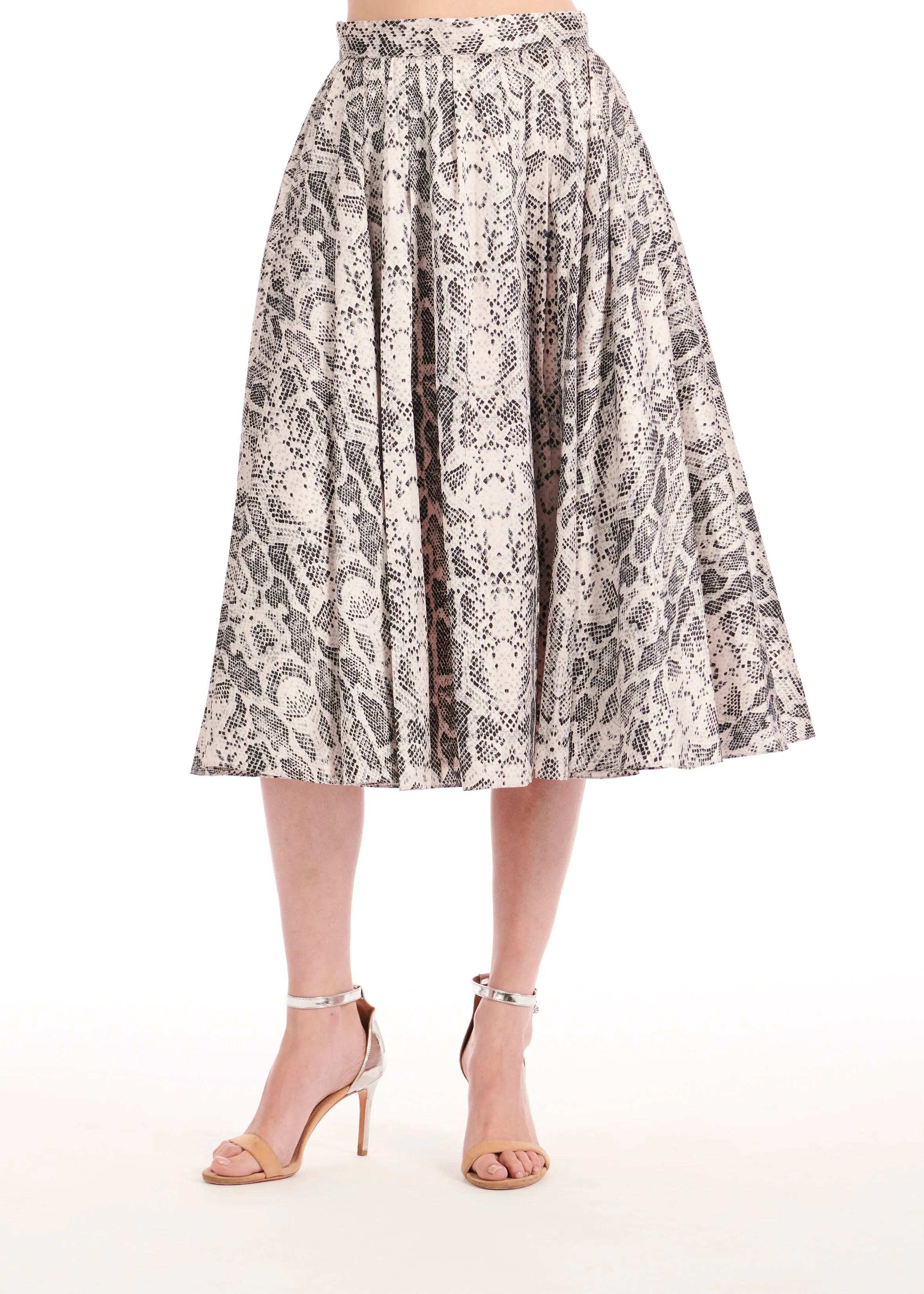 SNAKE TAFFETA PUFF SLEEVE BLOUSE