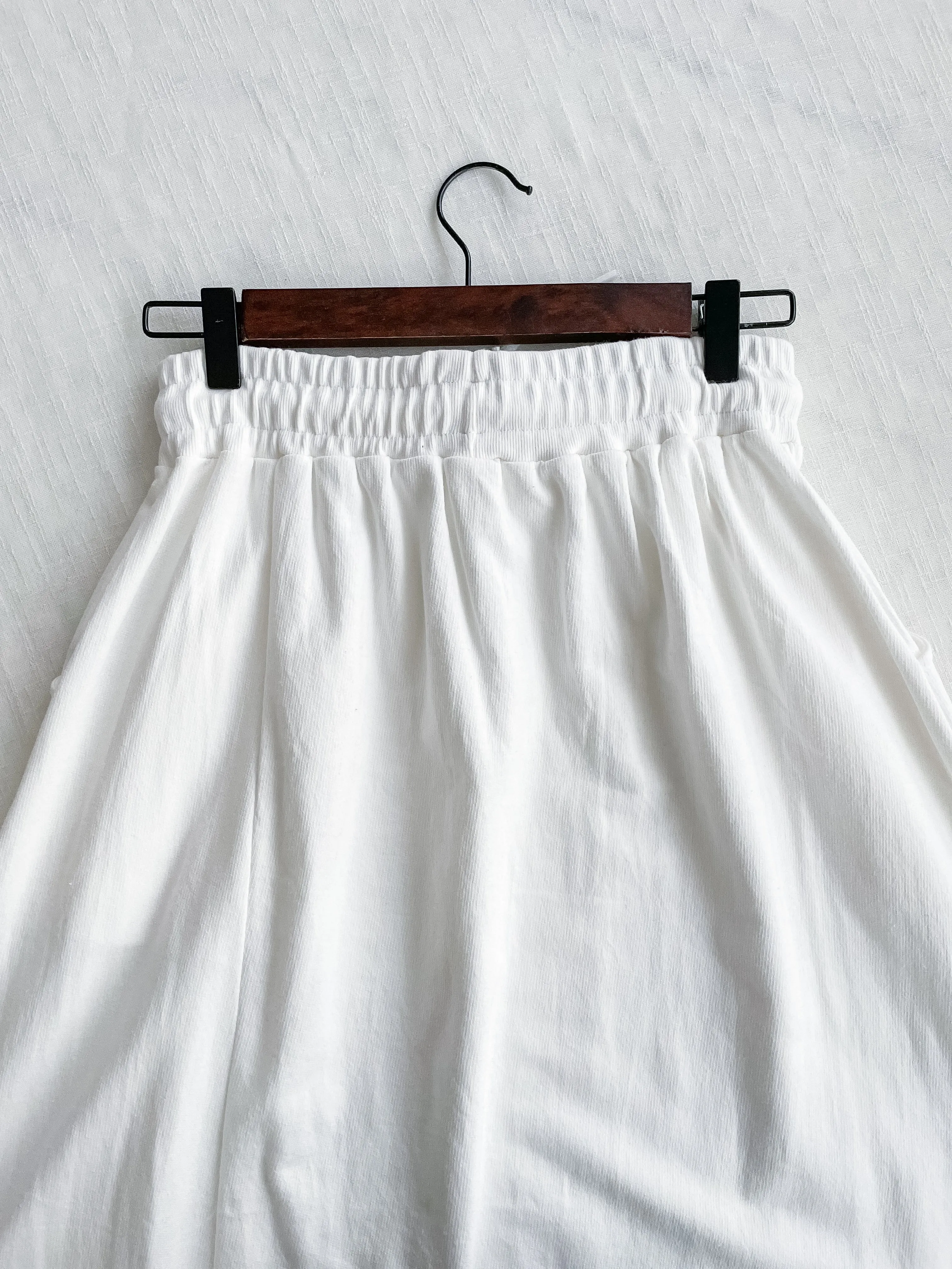 Soft Cotton Dress 側斜線設計口袋舒適棉半裙/ SK8877