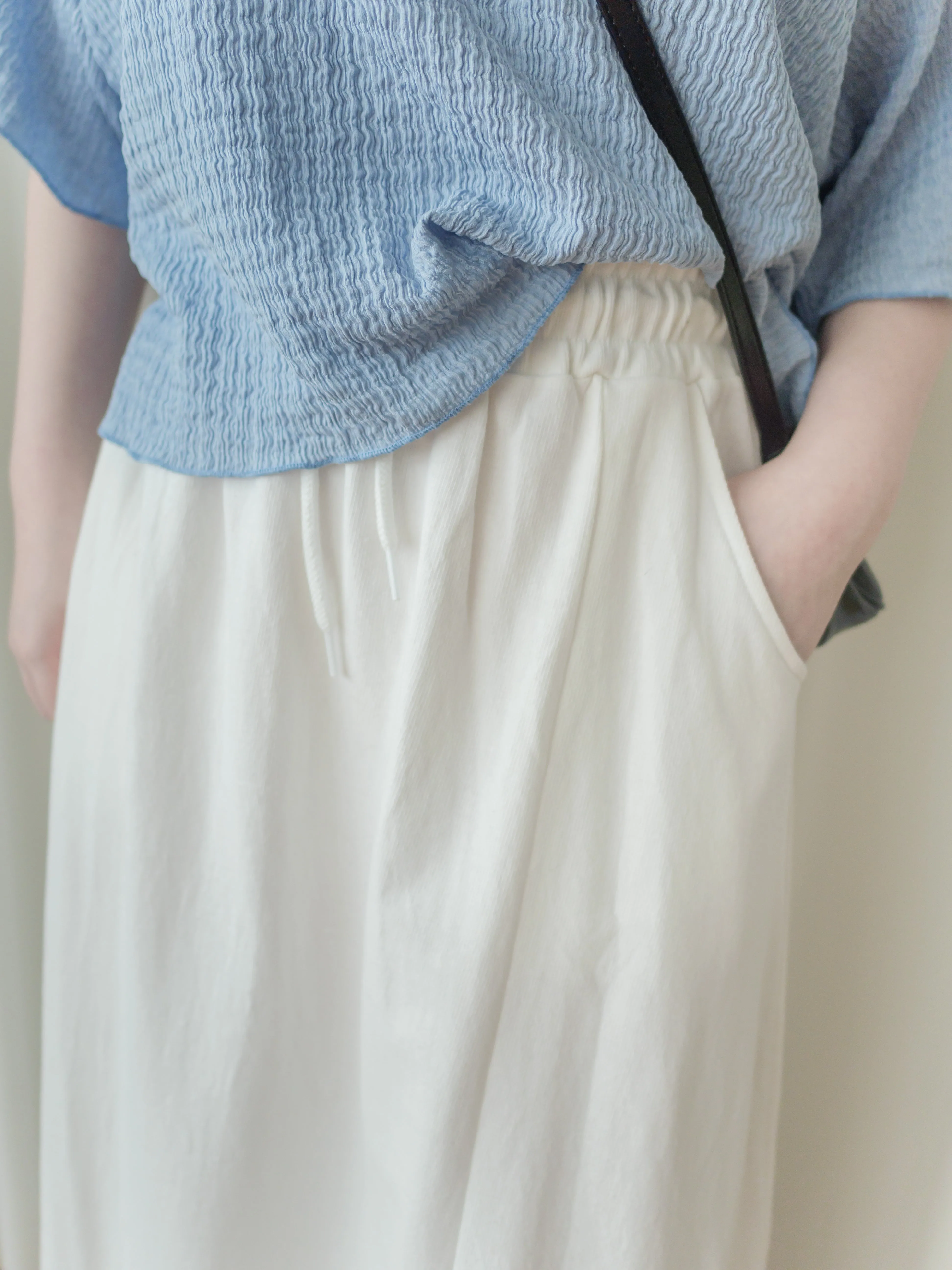Soft Cotton Dress 側斜線設計口袋舒適棉半裙/ SK8877