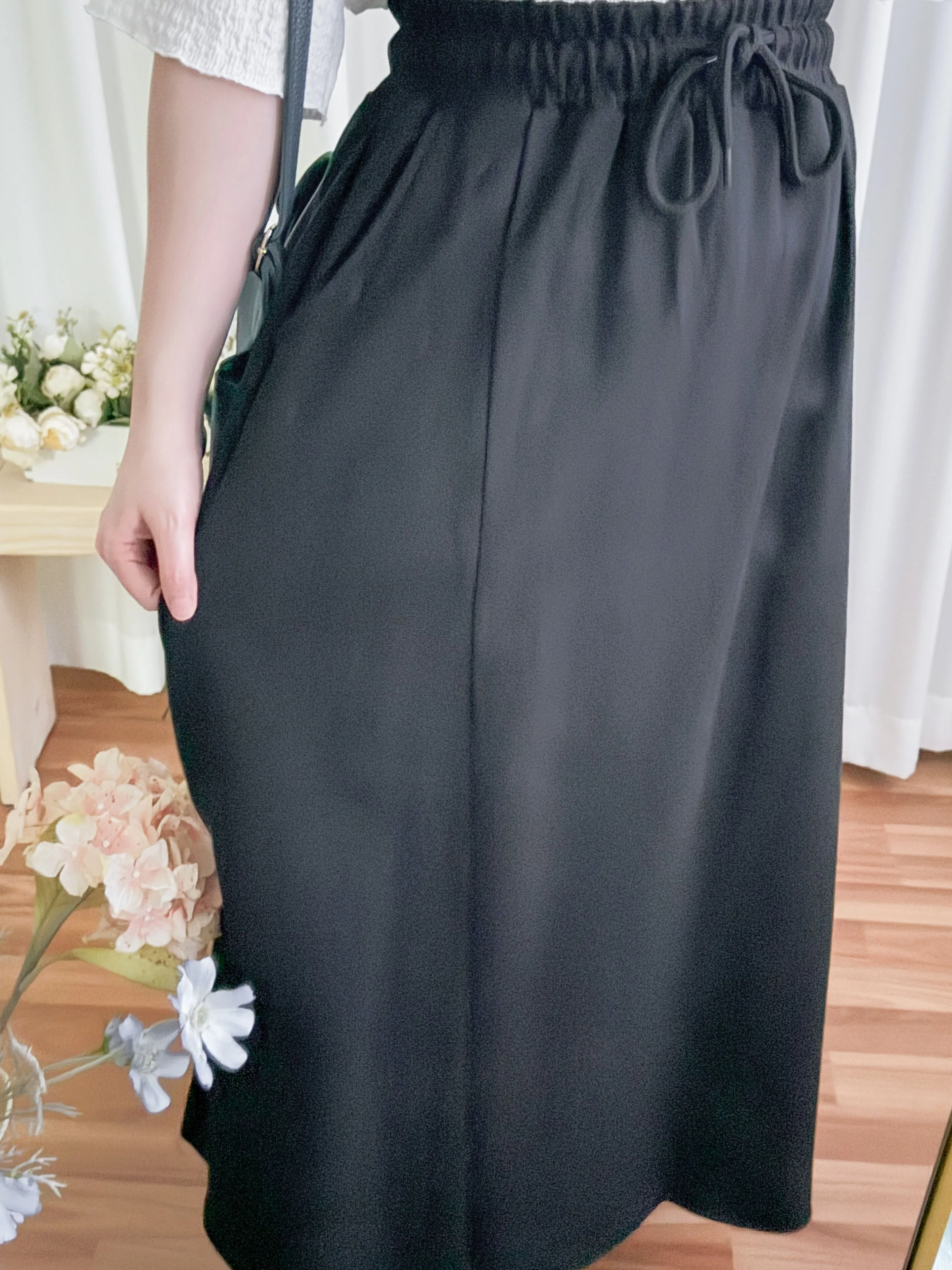 Soft Cotton Dress 側斜線設計口袋舒適棉半裙/ SK8877