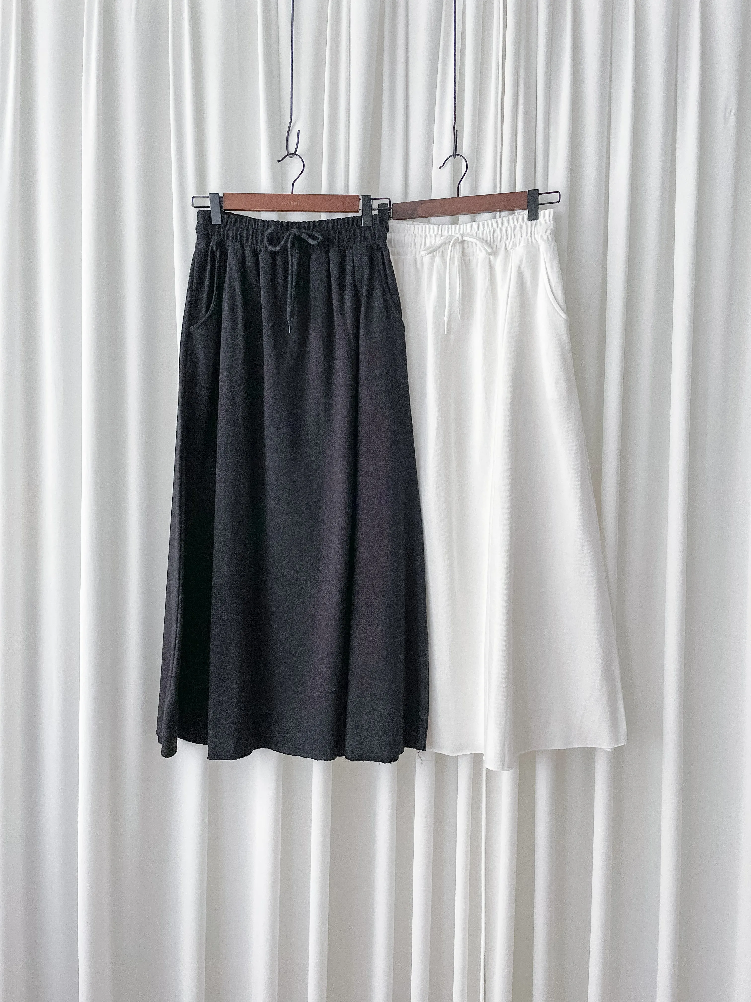 Soft Cotton Dress 側斜線設計口袋舒適棉半裙/ SK8877