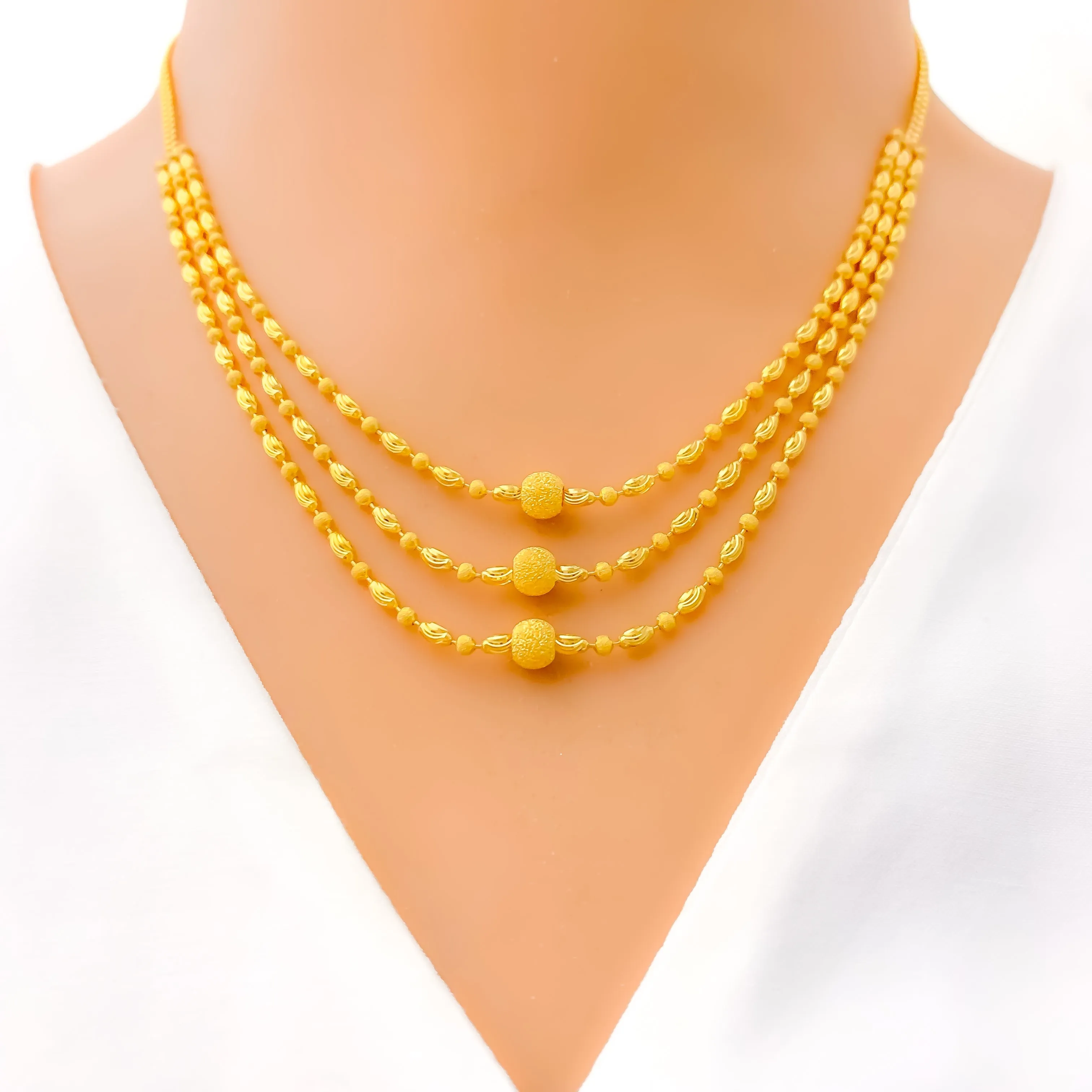 Sparkling Posh 22K Gold Three Lara Necklace Set