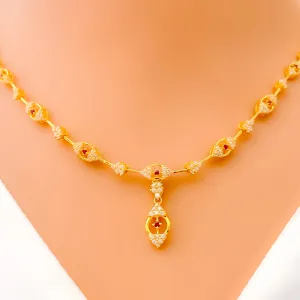 Special Embellished Marquise 22k Gold CZ Necklace Set