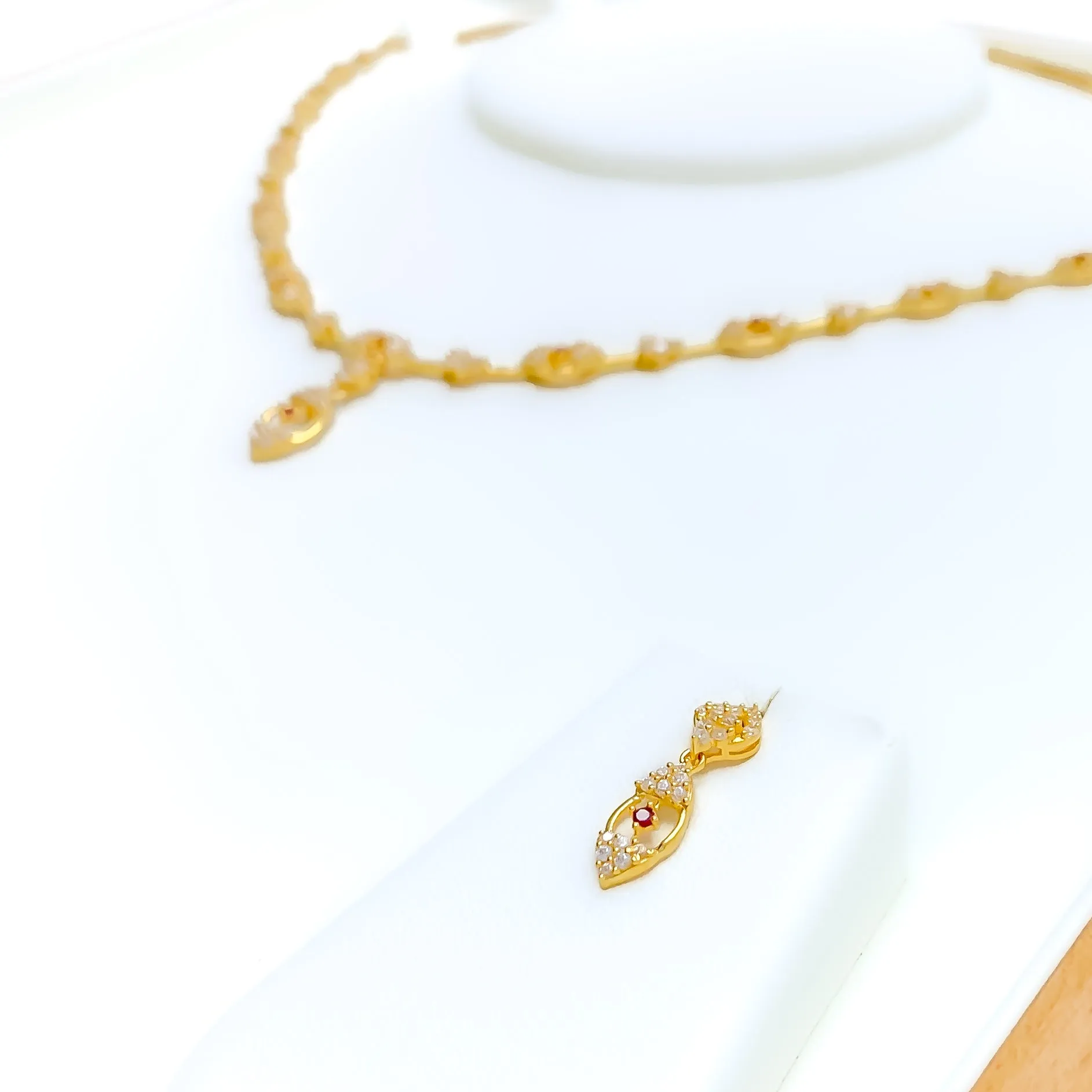 Special Embellished Marquise 22k Gold CZ Necklace Set