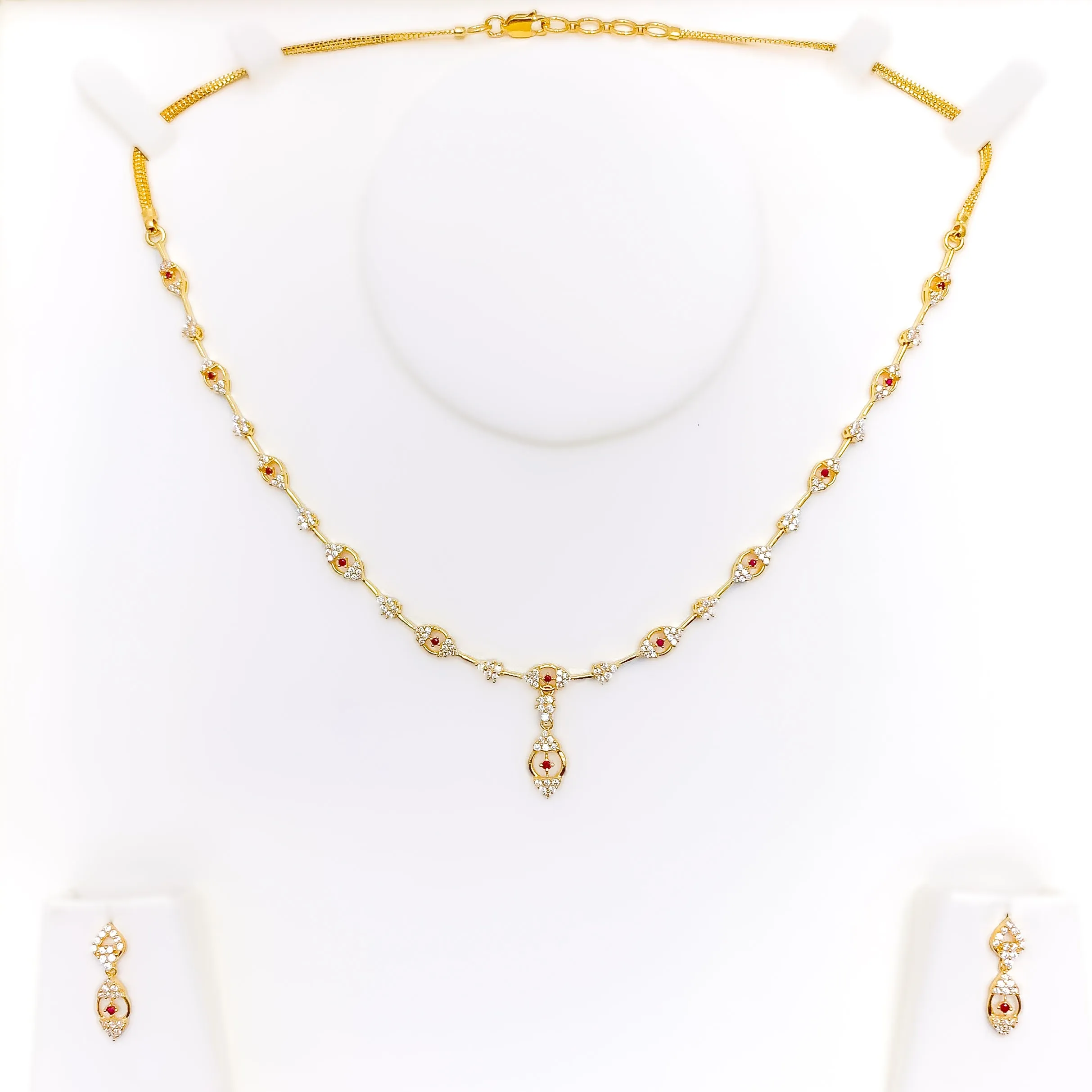 Special Embellished Marquise 22k Gold CZ Necklace Set