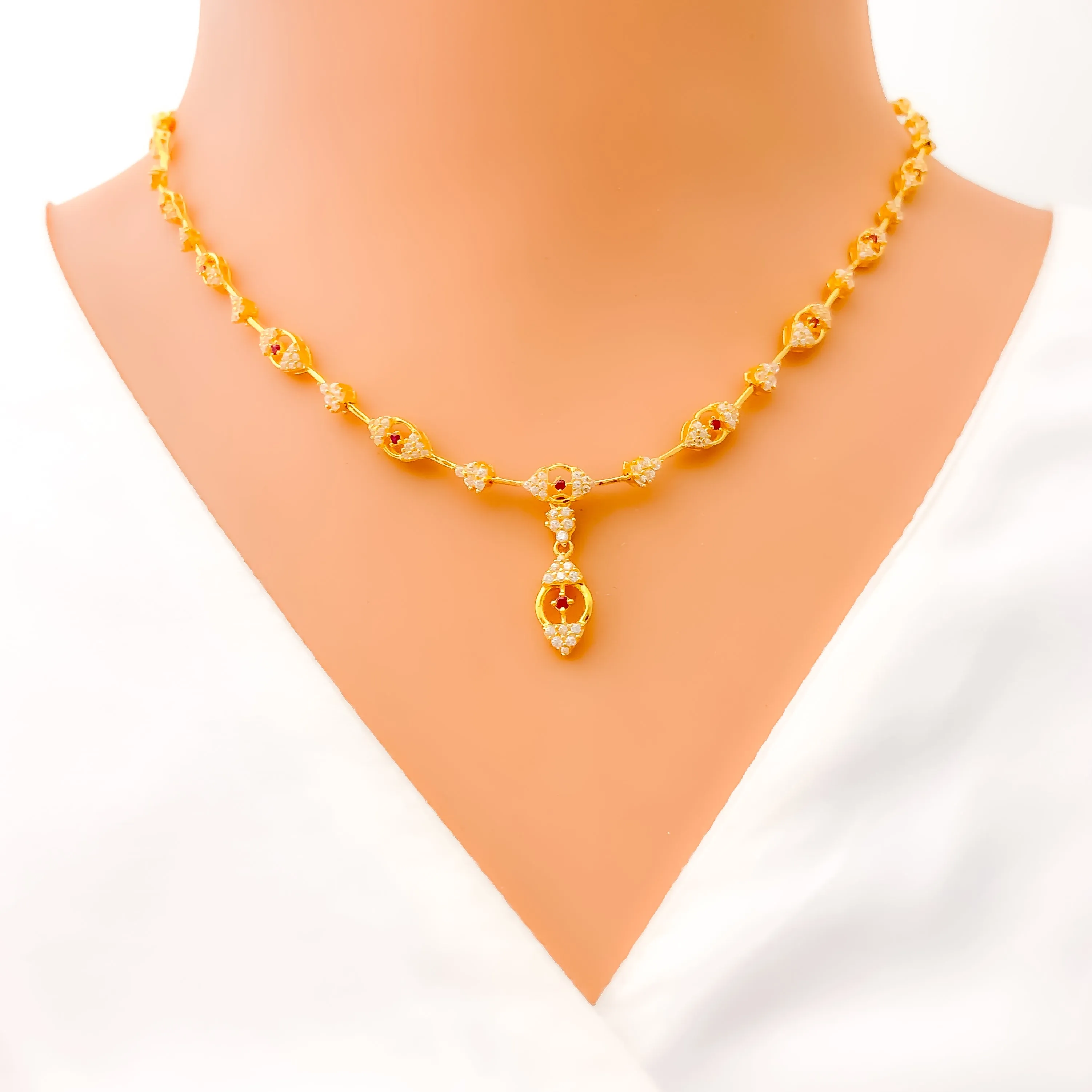 Special Embellished Marquise 22k Gold CZ Necklace Set