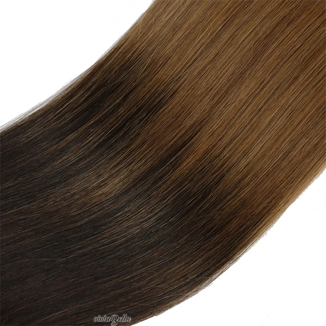 Straight Clip-in Ombre Dark Brown With Copper Red Virgin Human Hair Extension