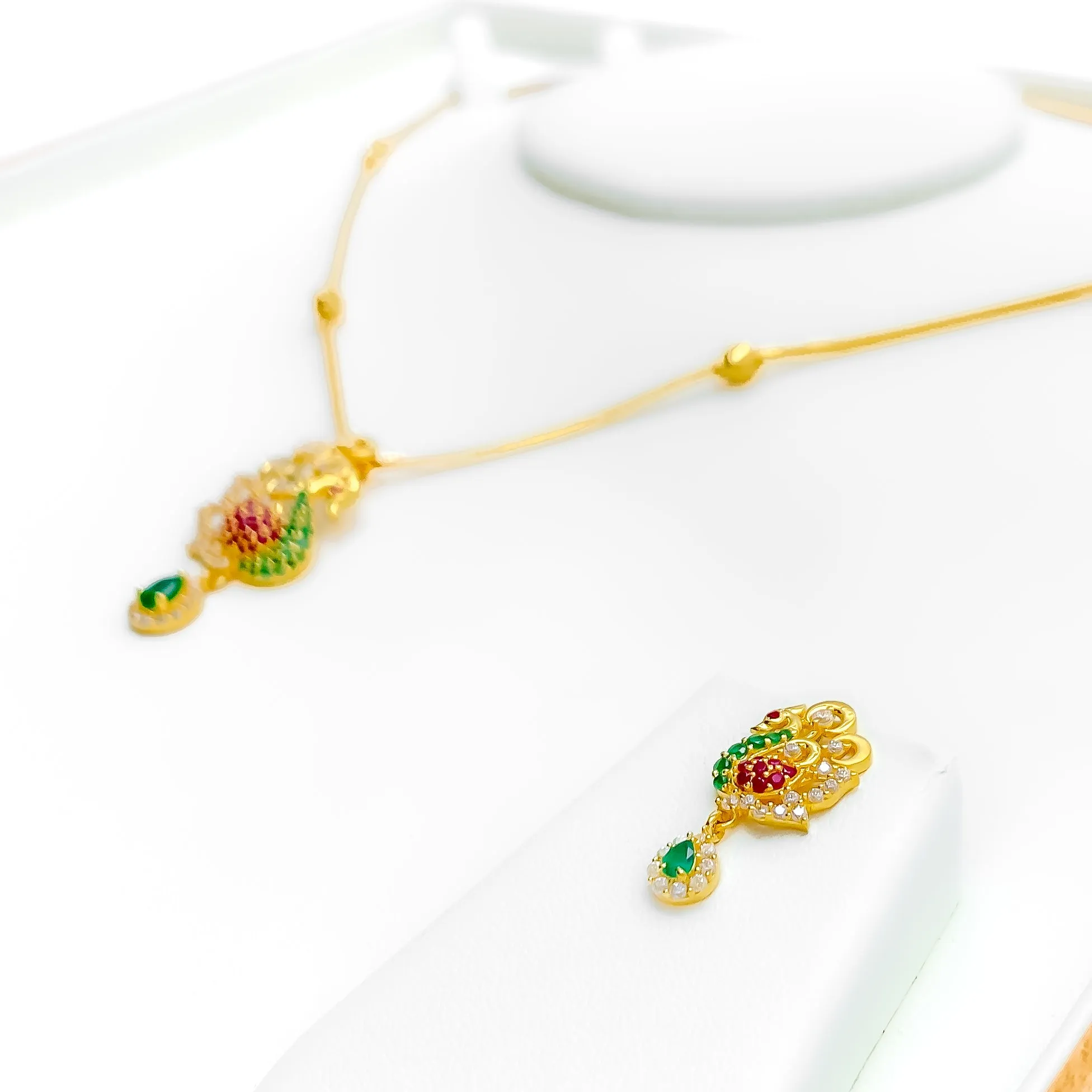 Stunning Radiant 22k Gold CZ Necklace Set