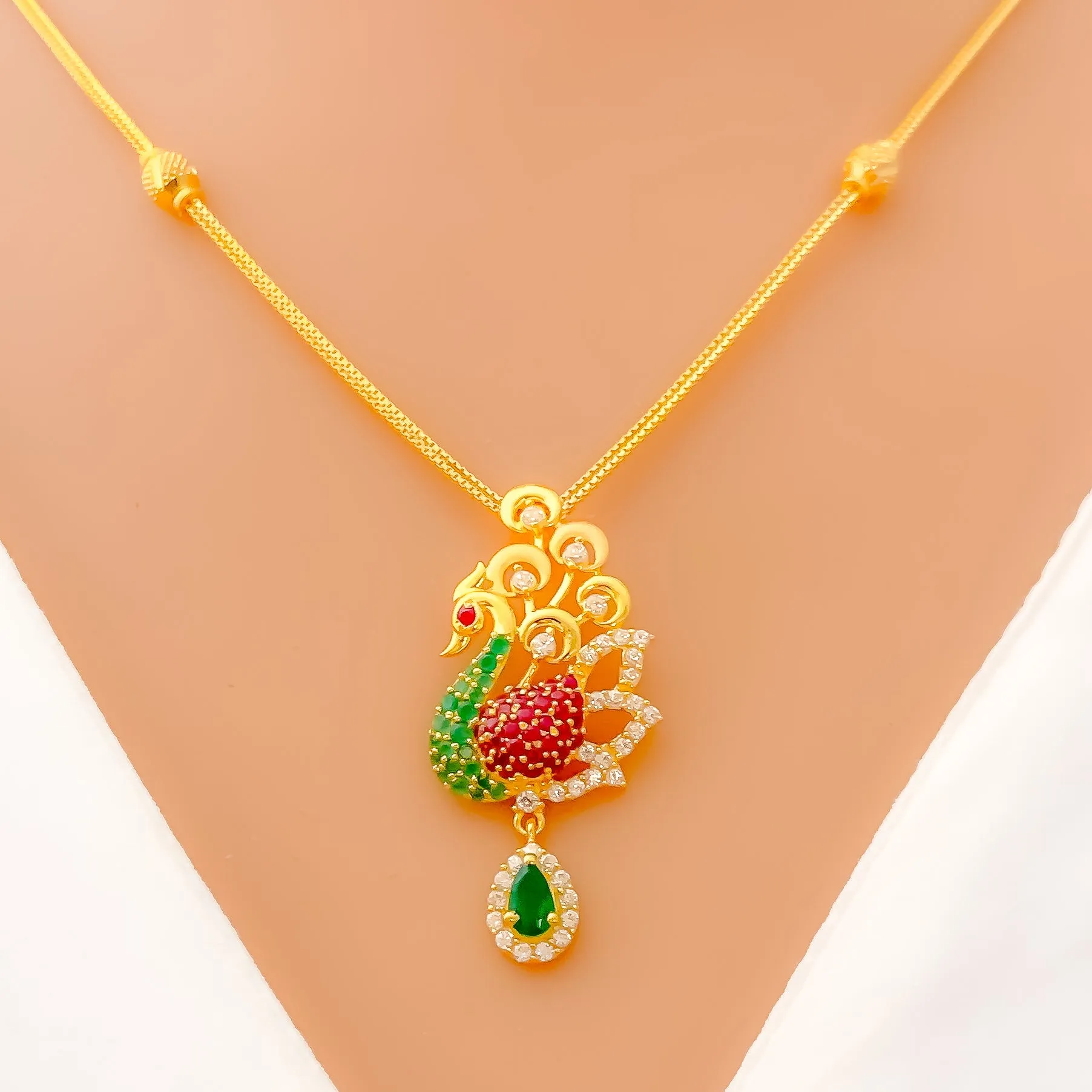 Stunning Radiant 22k Gold CZ Necklace Set