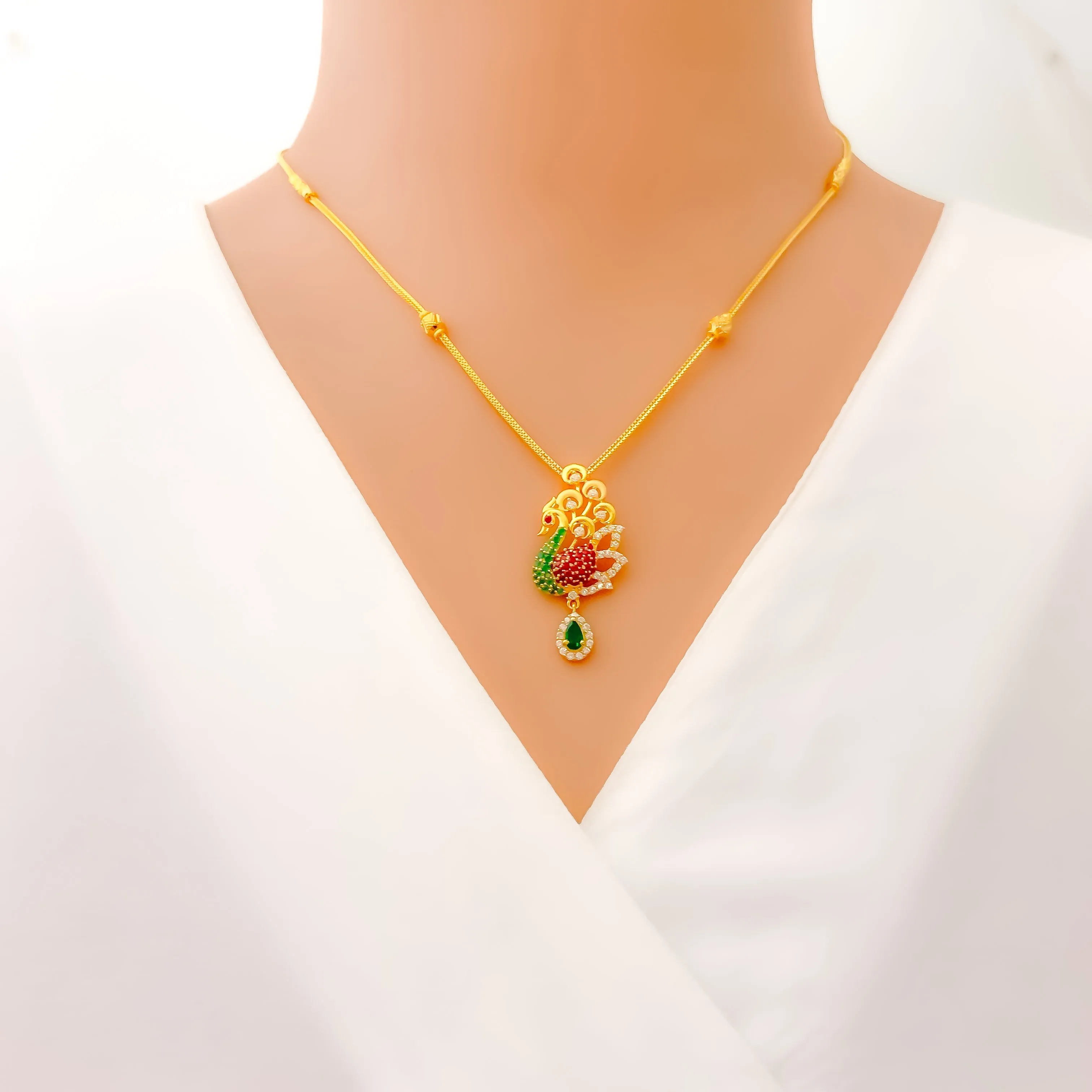 Stunning Radiant 22k Gold CZ Necklace Set