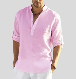 Stylish Men's Linen Collar Shirt for Breezy Comfort