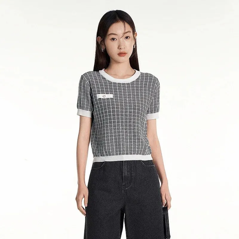 Summer Chic Geometric Knitwear Top