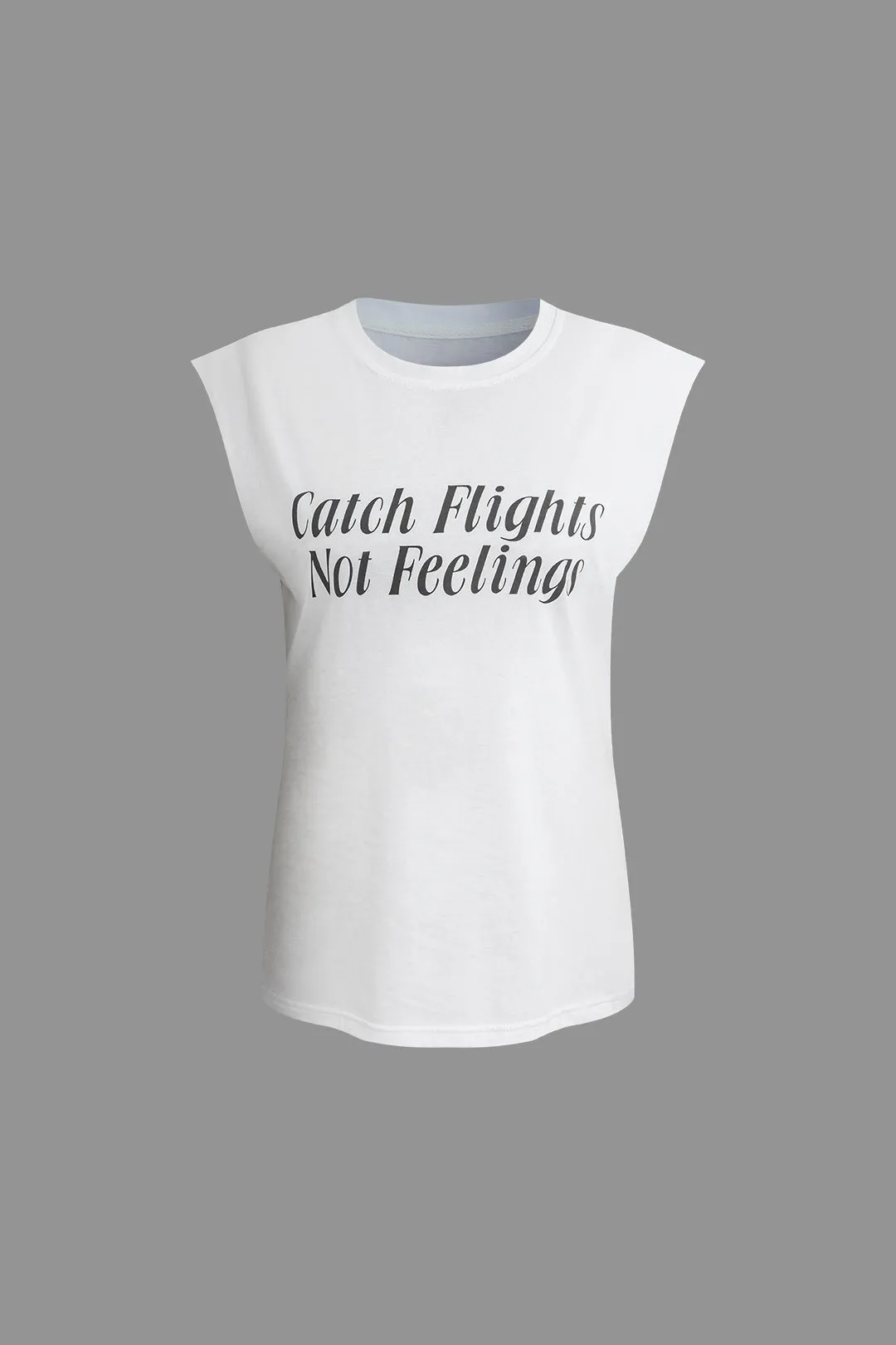 Susan - Stylish Letter Print Woman's Sleeveless T shirt