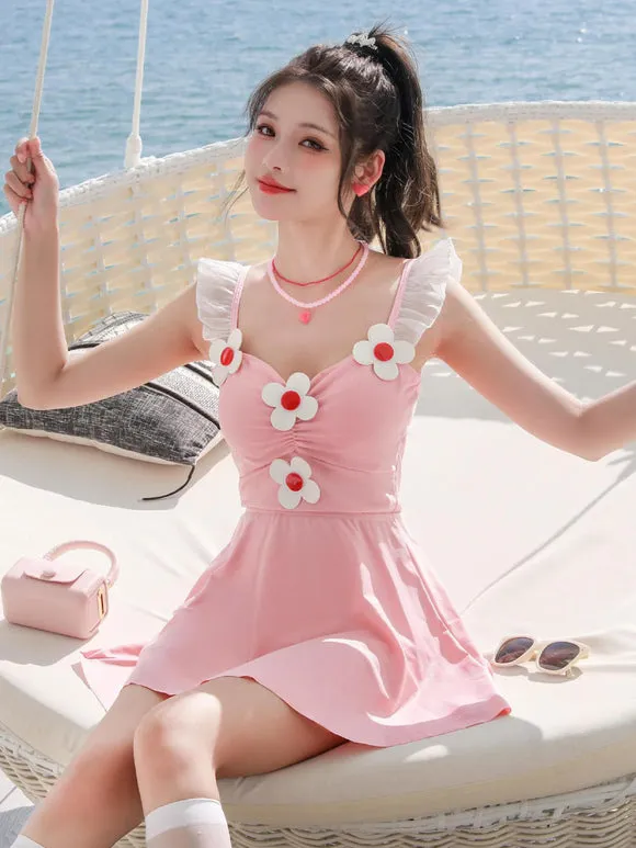 Sweet Lolita Outfits Pink Flowers Ruffles Sleeveless Pants Dress
