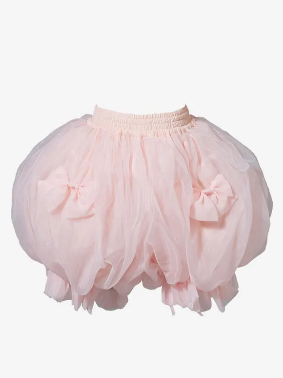 Sweet Lolita Petticoats Polyester Ruffles Bow White Lolita Underskirt