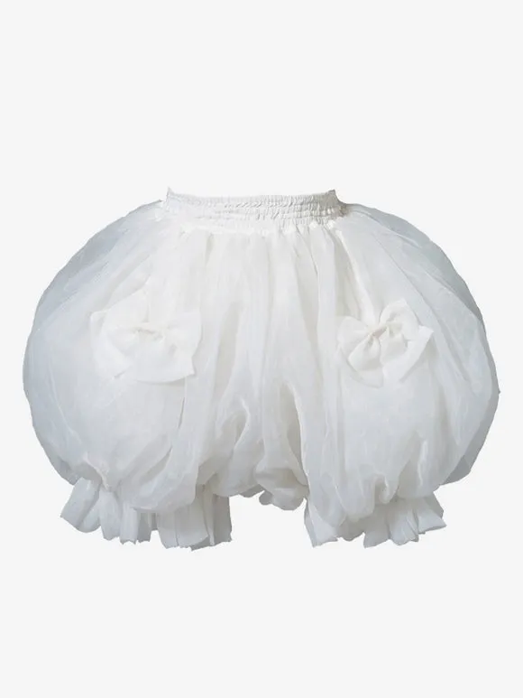 Sweet Lolita Petticoats Polyester Ruffles Bow White Lolita Underskirt