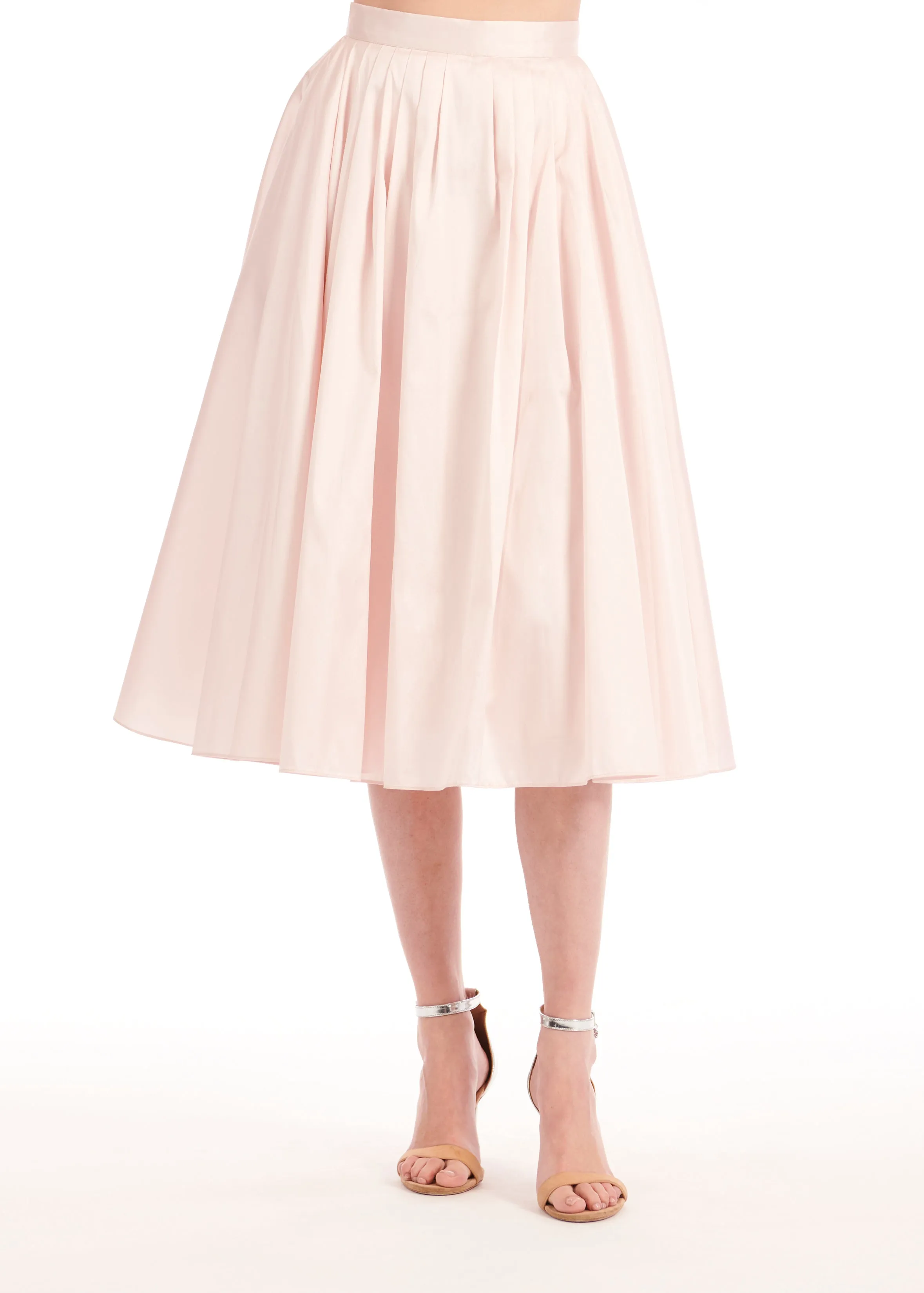TAFFETA PUFF SLEEVE BLOUSE WITH CRYSTAL FLOWER BUTTONS BLUSH
