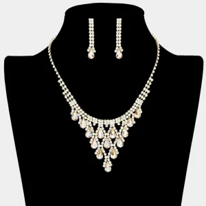 Teardrop Light Topaz Crystal Bib Necklace  | 608262