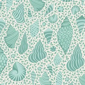 Tilda Cotton Beach - Basic Blender - Shells - Teal