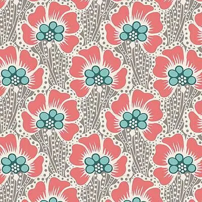 Tilda Cotton Beach - Ocean Flower - Grey