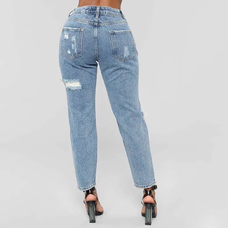 Trendy Casual Printed Ripped Denim Pants for Effortlessly Cool Style
