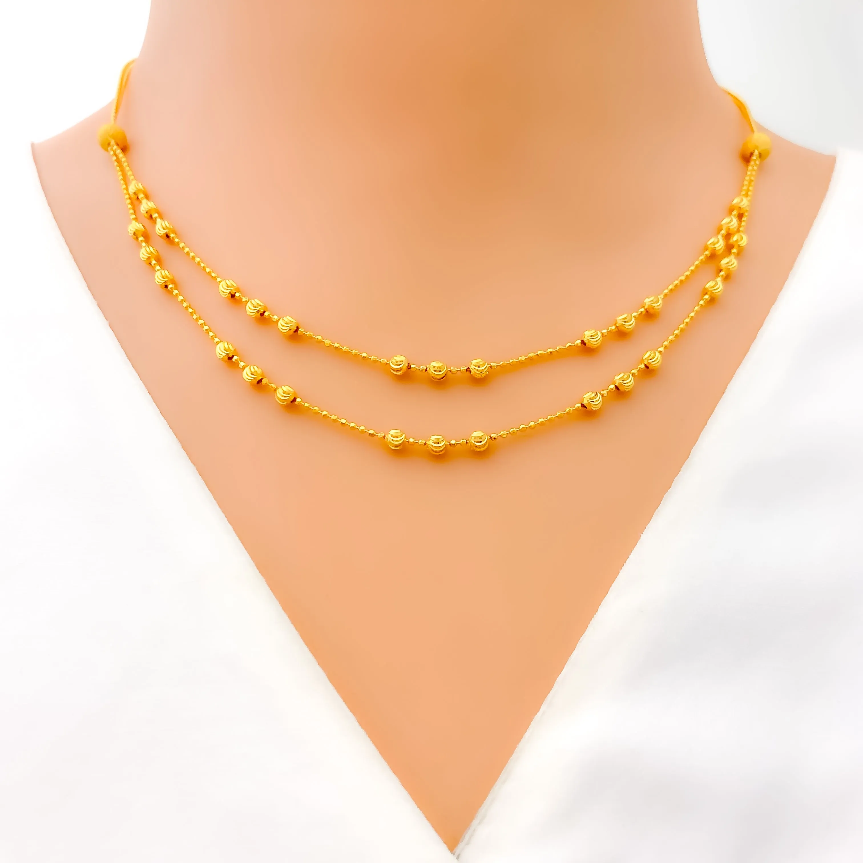 Trendy Dynamic Triple Orb 22K Gold Necklace Set