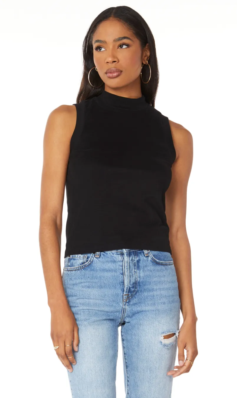 Turtleneck Sleeveless Top - Black