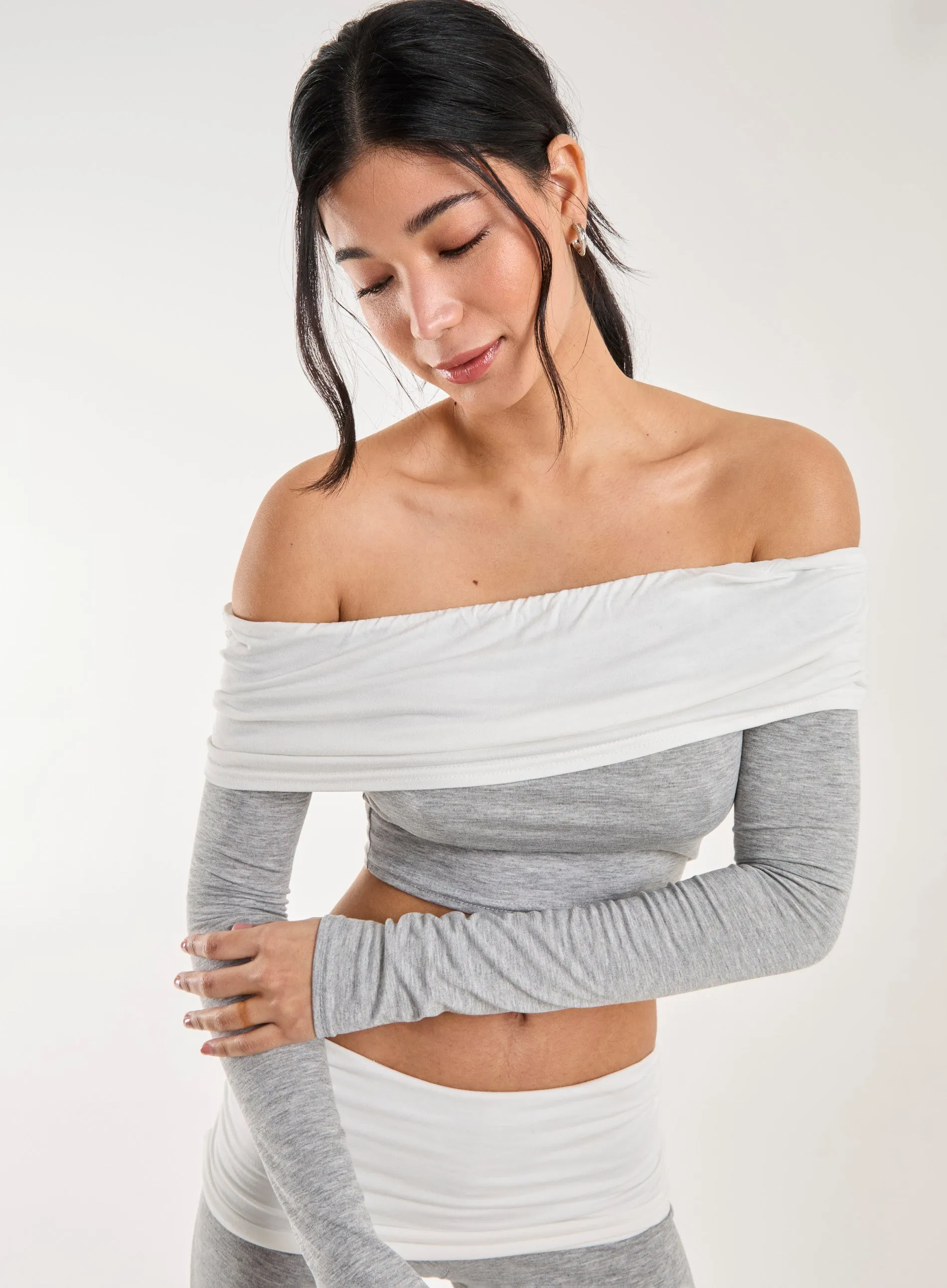 Two Tone Bardot Top