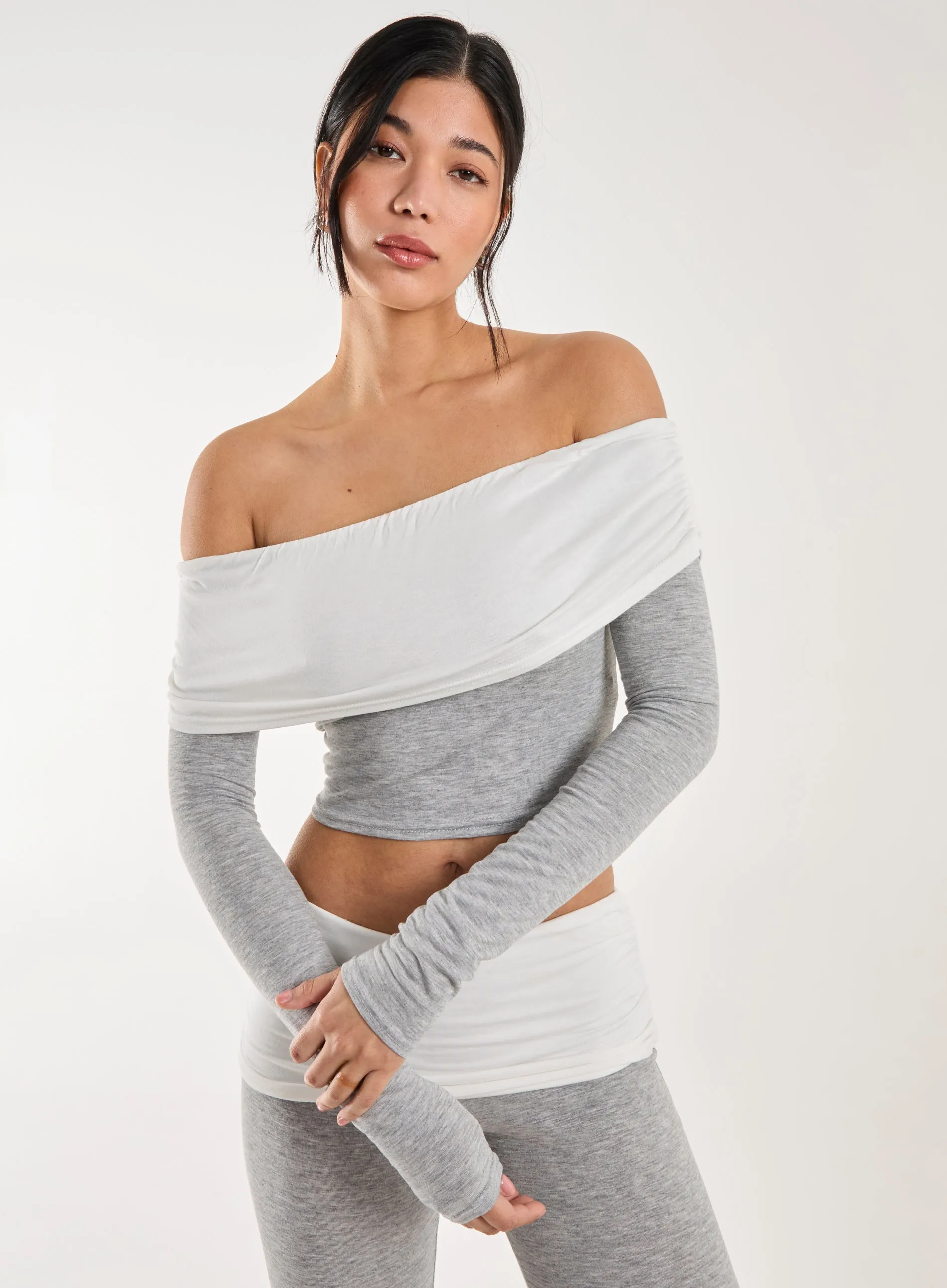 Two Tone Bardot Top