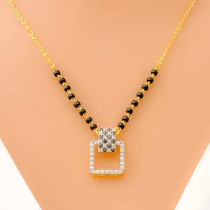 Unique Ritzy Rectangular 22k Gold CZ Mangal Sutra