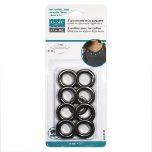 UNIQUE SEWING Grommets - Gunmetal 14 x 5.7mm (9/16″ x 1/4″) - 8 sets - 3033138