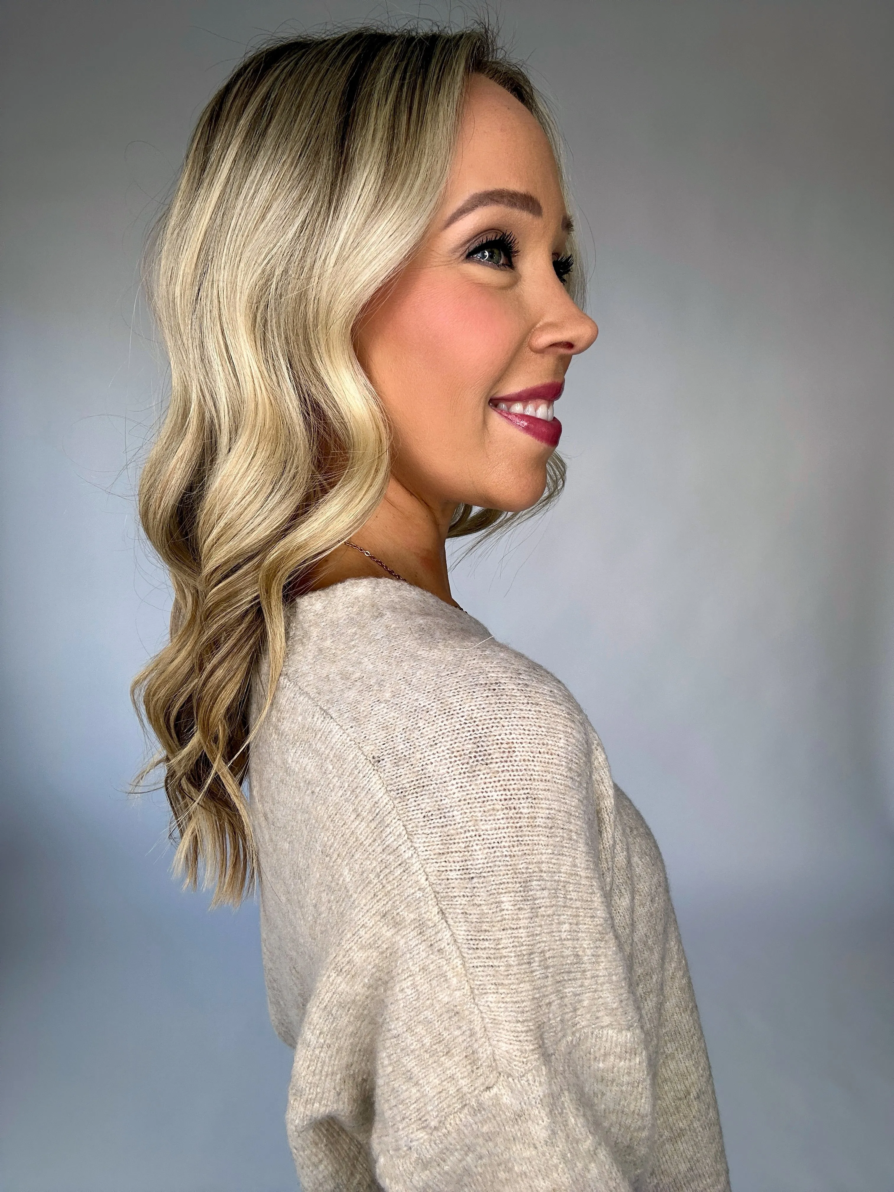 Uptown Elegance Soft V-Neck Sweater - Oatmeal