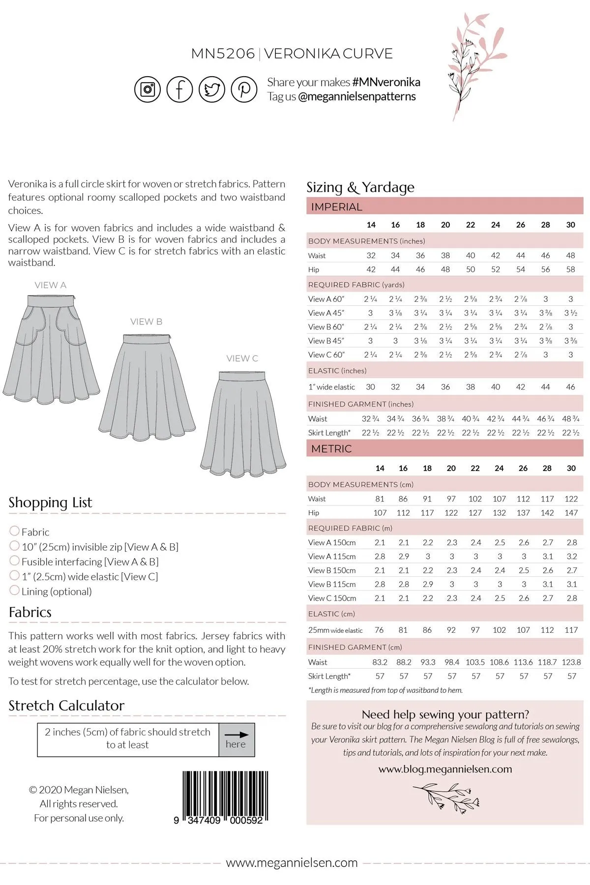 Veronika Curve skirt pattern