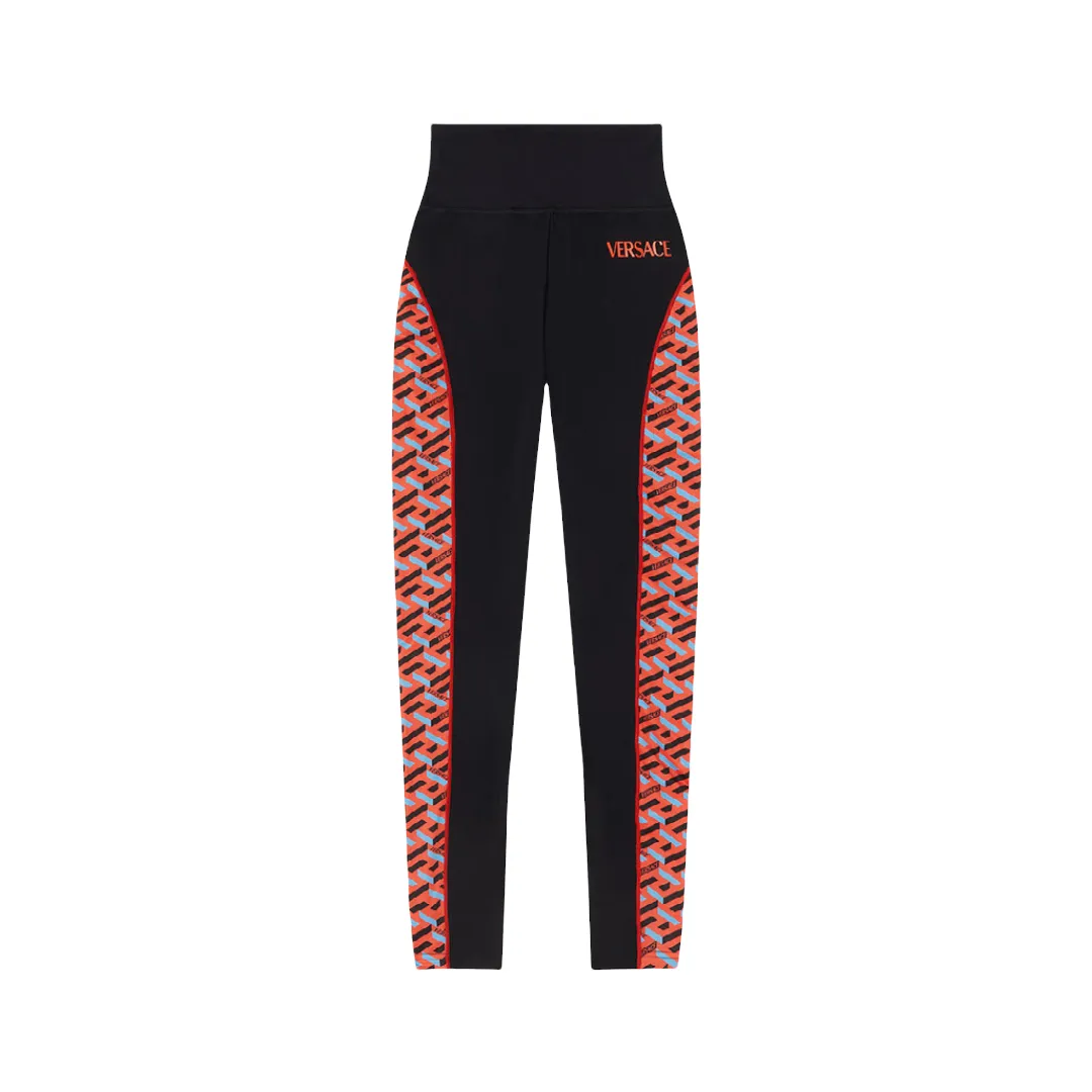 VERSACE GRECA SIGNATURE ACCENT GYM LEGGINGS