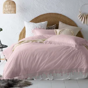 Vintage Design Gypsy Deep Blush 100% Cotton Tassel Quilt Cover Sets