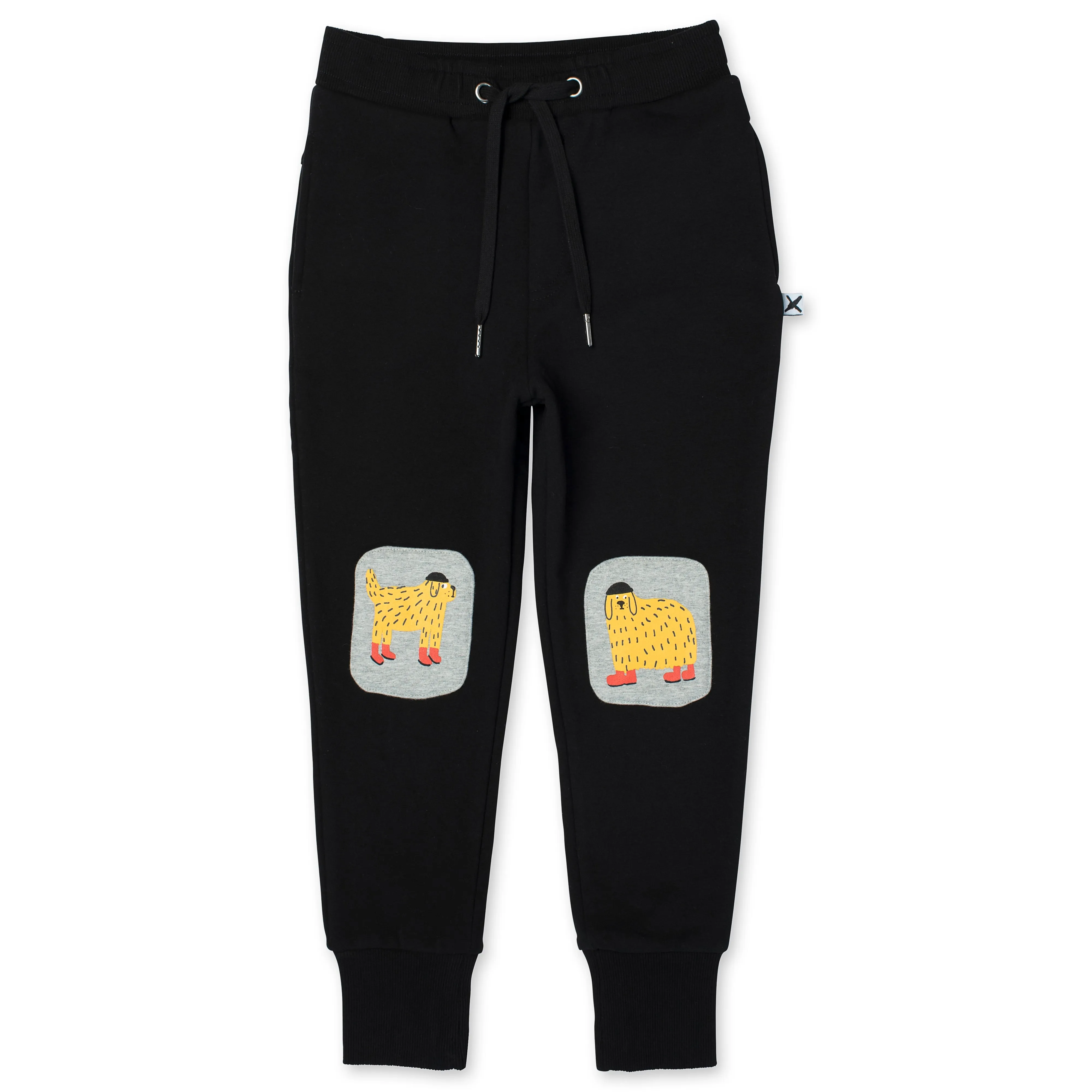 Warm Dogs Furry Patch Trackies - Black/Grey Marle