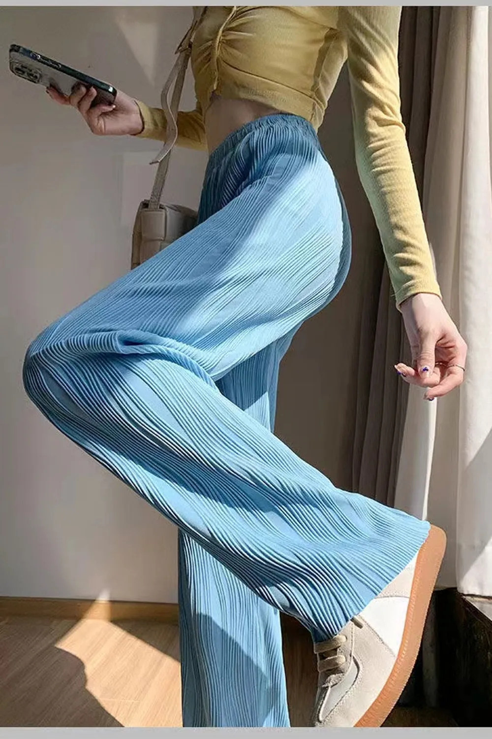 Wide Leg Elegant Pleated Long Pants