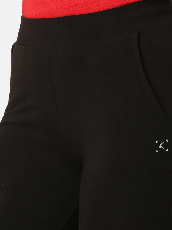 Women Black Solid Capri - INCLINE TRACK - BK