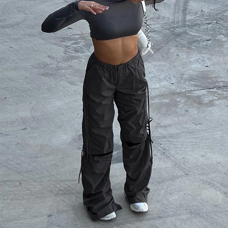 Women's High Waist Strappy Pants with Knee Cutouts