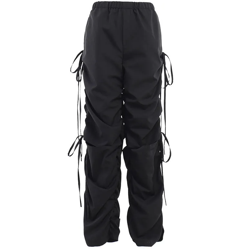 Women's High Waist Strappy Pants with Knee Cutouts