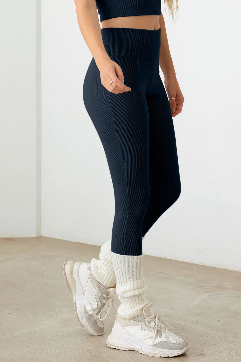 Women's Le Lis Ribbed Crop Cami and High Waist Brushed Leggings Set