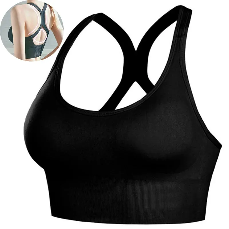Women's Push-Up Seamless Sports Bra - Beauty Back Fitness Crop Tank Top with Buckle