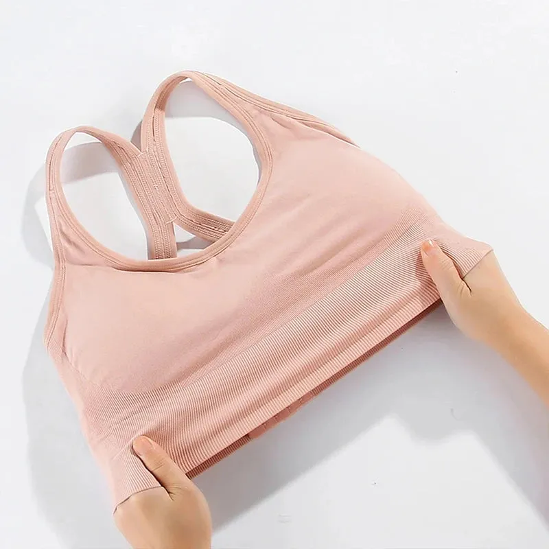Women's Push-Up Seamless Sports Bra - Beauty Back Fitness Crop Tank Top with Buckle