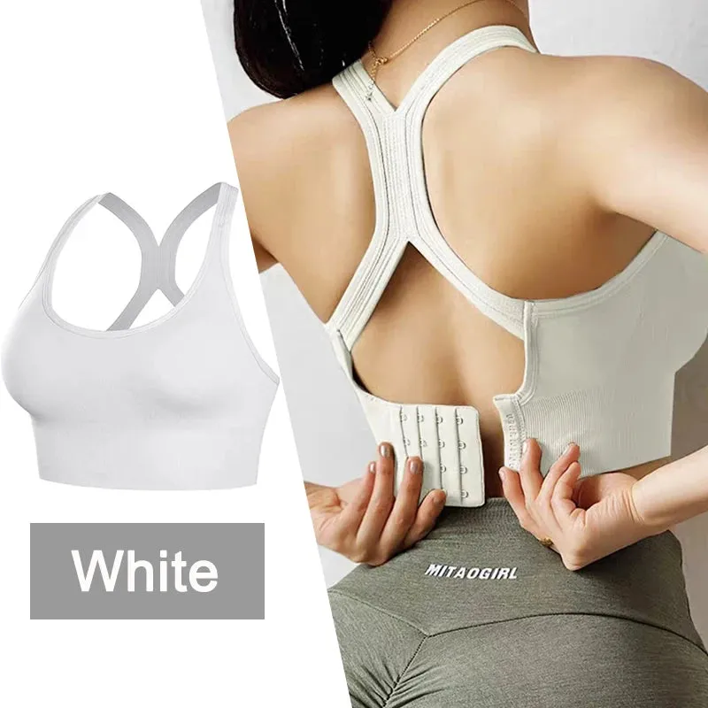 Women's Push-Up Seamless Sports Bra - Beauty Back Fitness Crop Tank Top with Buckle